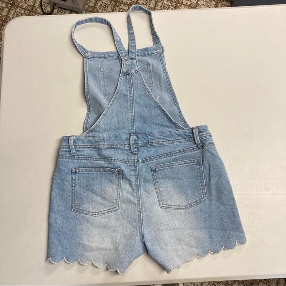 CAT & JACK, Juniors/Girls XL, Bib Overalls, Denim, Blue, Button Straps,4 Pockets - Picture 7 of 10